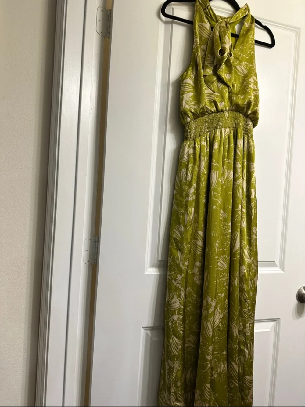 Vince Camuto Olive Green Halter Floral-Print Jumpsuit - Picture 6 of 7